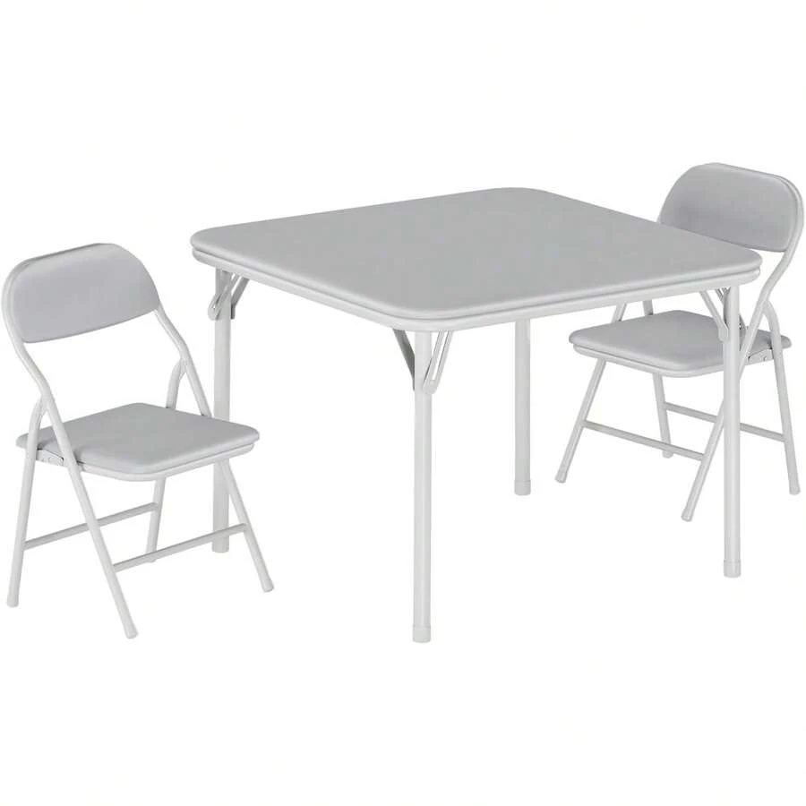 Juego de mesa y sillas plegables para niños de 3 piezas, ideal para actividades infantiles, comedores, guarderías y aulas. - Gris - Ver 1