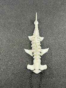 1个3D打印鲨鱼骨架钥匙扣，配珠链 – 关节灵活，白色塑料袋吊坠，适合各种场合 | 精致设计 | 精湛工艺，节日装饰，派对礼品，细节精美，时尚配饰，手工风格，塑料材质，装饰挂件，关节可活动，收藏家之选，绝佳礼品之选 - 白色 - 查看 7
