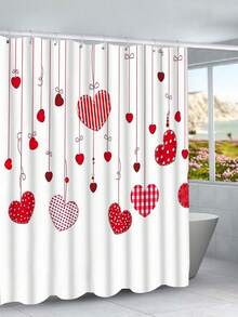 1/4 Piezas Conjunto de Cortina de Ducha Romántica para el Día de San Valentín, Impermeable de Poliéster con Patrón de Corazón, Lavable a Máquina, Incluye 12 Ganchos, Decoración de Baño con Tema de Amor Tejido, Regalo Ideal para el Día de San Valentín - Multicolor - Ver 19