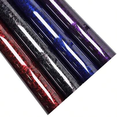 1pc Hot Selling Forged Carbon Fiber Car Wrap Film, Super Bright Forged Carbon Fiber Car Wrap Decal, Multi-Color Options, DIY Forged Carbon Fiber, Personalized Car Decal, Coated With Vinyl Adhesive, Suitable For Motorcycle, Skateboard, Car Wrap, Color Change Film, Protective Car Film