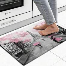 Kitchen Rug Anti Fatigue Kitchen Mat Cushioned Black White Pink Paris Eiffel Tower Kitchen Rugs Non S Waterproof Kitchen Rugs Anats For Floor Laundry Standing Desk Sink,39064292 - Rose Red - View 1