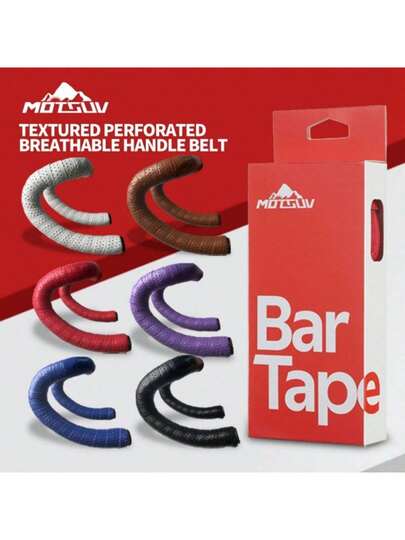 MOTSUV Road Bike Handlebar Tape, Racing Curved Handle Bar Perforated Leather Breathable Anti-Slip Sweat-Absorbent Shock-Absorbing Wrap, Bicycle Accessories