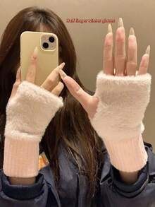 زوج من قفازات نصف الأصابع الفرائية، مزينة بفرو مزيف، تصميم متعدد الاستخدامات للرجال والنساء، مناسبة للطقس البارد، متوافقة مع الشاشات اللمسية، مصنوعة يدويًا، للمكتب والكتابة والطلاب والأنشطة الخارجية والرياضة والدراجات، هدايا للأصدقاء والعائلة في فصل الشتاء - متعدد الألوان - مشاهدة 5