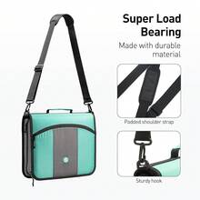 Zipper Binder 3 Ring, Round Ring Binder With 600 Sheets Capacity, Expanding Files, Handle And Shoulder Strap Included, Green - Màu xanh lá - Xem 6