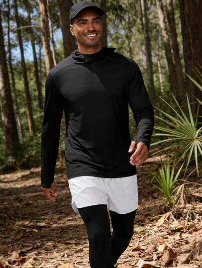 Lightweight Slim Fit Casual Hooded Sweatshirt, Breathable Outdoor Sports Jacket For Men, Spring/Summer