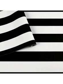 Modern Black & White Striped Contact Paper - Waterproof Oil-Proof Self-Adhesive Removable Vinyl For Wall & Furniture Makeover