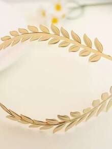 1 Stück Haarschmuck aus Goldlegierung für Frauen, Boho-Blatt-Design, Caesarkrone-Stil, geeignet für Bräute, Partys und den täglichen Gebrauch, Hochzeit Haarschmuck - Gold - Übersicht 3