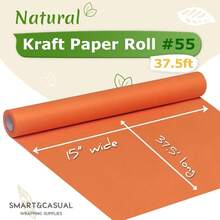 SMART&CASUAL 15\ X 450\ (37.5') Kraft Paper Roll For Art Craft Supplies Gift Wrapping Moving PacFKing  Painting Drawing Paint Easel Poster Chart Paper (OrangeRed, 15\ W X 450\ L (37.5')) - 橘紅色 - 查看 3
