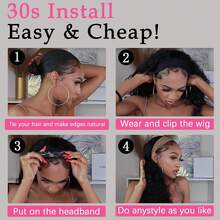 DZfirst 22-30 Inch Soft Curly Synthetic Wig - Brown Ombre Braided Textured Afro Puff Wig Hair Hoop - Brown Highlight - View 9