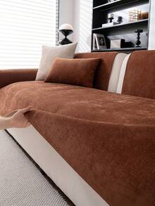 1件装四季通用沙发垫套,现代简约防滑沙发座垫保护套,防水防尘可水洗沙发套,棕色清新时尚,柔软不易褪色,宠物友好,适用于L型沙发和1/2/3/4人沙发 - 棕色 - 查看 6