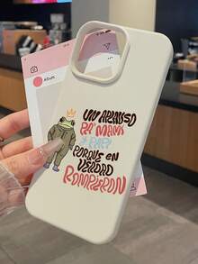 Frog Crown Phone Case, Creative Illustration Phone Case, Slang Print Faux Leather Texture Soft Shell, Y2K Aesthetic Cute Phone Case, Suitable For Daily Commute / Fit For Teenagers & Young Adults, Ideal Gift For Valentine's Day / Youth Day / Student Festival, Bestie / Sibling Gatherings, Compatible With IPhone & - White - View 4