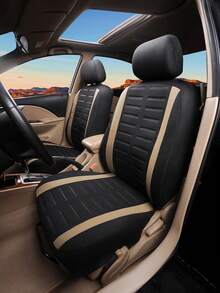 Full Set Of Car Seat Covers, Applicable To Front And Rear Seats, Made Of Polyester Fiber Material, Strong Protection | Suitable For Sedans And With Airbag Compatible - Style a - View 14