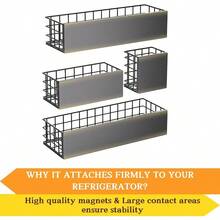 Magnetic Fridge Shelf, 4-Pack Metal Strong Magnet Rack, Space Saving Spice Organizer, Utensil Holder, Fruit Potato Onion Storage Bins, Black Refrigerator Organizers And Storage - 黑色 - 查看 9