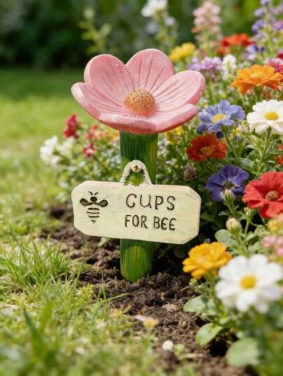 Adjustable Height Resin Bee Bath, Colorful Butterfly Water Source With Floral Design, Outdoor Pollinator Garden Decor, Decorative Floral Water Station, Gardening Decor Gift For Insect Lovers, Spring Planter Arrangement