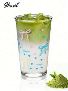 shoxil 1pc Cute Girl Bow Polka Dot Matcha Cup, Mug, Milk Cup, Cup, A Cup Of Coffee, Espresso Cup, Oatmeal Breakfast Cup, Couple Pair Mugs, Coffee Cup, Glass Cup, Valentine's Day Gift, Handheld Cup, Applicable For Afternoon Tea, Bedroom, School, And Office - Glass - View 5