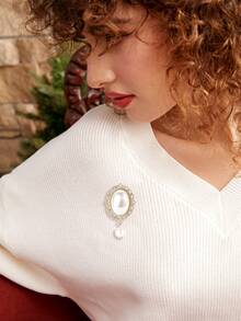 奢华珍珠巴洛克吊坠胸针 - 宫廷风格别针，男女皆宜，休闲派对珠宝配饰/朋友礼物徽章装饰 - 巴洛克 - 查看 3