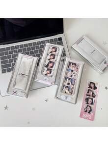 1pc Korean Style Hollow Life 4-Slot Card Album, Cute Animal Long Strip Wide Photo Sticker Album, Memo Book, Student Idol PVC 4-Slot Photo Album - Multicolor - View 11