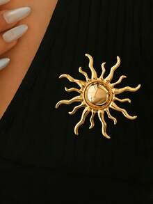 1枚创意狮子、枫叶、向日葵、火焰胸针，金属动植物翻领别针，适用于西装、连衣裙