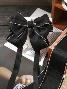 黑白亮面竖条纹丝带，黑白布艺丝带，DIY蝴蝶结，鲜花包装草帽装饰，适用于DIY发夹 - 手工蝴蝶结配件，缝纫和编织用品，缝纫丝带，节日派对礼品包装 - 褶皺款 - 查看 9