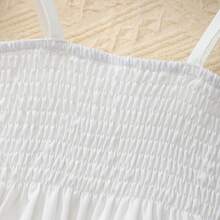 Mommbabay Summer Girls Bowknot Strap Dress, Baby Girl Cute Sleeveless Blue Floral Print Sundress With Hat - White - View 5