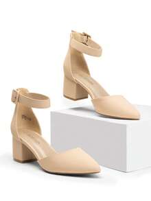 Zapatos de Tacón Bajo con Punta Puntiaguda para Mujer - Albaricoque - Ver 3