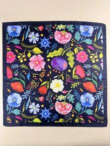 1pc Women's Y2K Floral Print Elegant Satin Scarf, Neckerchief, Headscarf - Multicolor - View 4