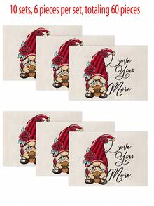 1件/4件/6件/60件装 涤纶情人节爱心精灵餐垫，防污，适用于家居、餐厅、餐桌装饰、乔迁、生日礼物 - 彩色 - 查看 18