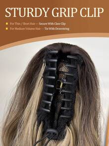 爪形马尾假发，渐变棕色，16英寸、18英寸、24英寸、26英寸、28英寸、32英寸可选，水波纹耐热纤维合成马尾假发，适合女性圣诞节、万圣节、音乐节聚会及日常佩戴。 - 漸層棕色 - 查看 8