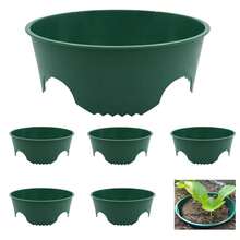 6Pcs Planting Grow Rings Plastic Plant Watering Protective Round Edging For Vegetables, Herbs And Flowers - Green - View 4
