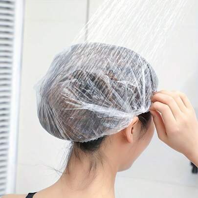 300pcs/200pcs/100pcs High Quality Disposable Plastic Shower Caps - Transparent Hair Net, Suitable For Bathing, Travel, Salons And Spas, Practical Design, Secure Fit