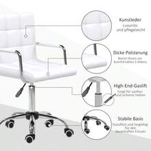 Sedia da ufficio HOMCOM, regolabile in altezza da 84 a 99 cm, ergonomica e girevole, ideale per l'ufficio e il lavoro da casa, in poliuretano bianco | Aosom.de - Bianco - Visualizzare 4
