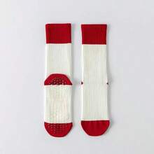 1Pair Women's Yoga Pilates Socks Chinese Zodiac Red Long Tube Combed Cotton Non-Slip High Elastic Antibacterial Pilling Free Daily Wear. - Red and White - View 11