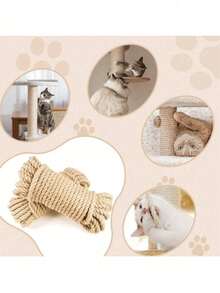 39.3 Inch Durable Natural Sisal Rope, Suitable For DIY Cat Scratching Board And Pet Toy Accessories, Sturdy Natural Sisal Rope For DIY Cat Scratching Post - Multicolor - View 5