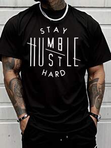 Classic Street Style  Letter Print T Shirt Men's Fashion Casual  Adults Men Daily Wear Short Sleeve Tee - trắng - Xem 1