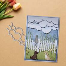 Creative Fences And Clouds Metal Cutting Dies, DIY Scrapbooking Album And Embossing Stencil, Greeting Card Making Tool, Card Paper Cutting Crafts ,Gift Card Making Template Die Cuts. - Silver - View 7