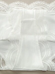 10pcs,Women's Thin White Lace Splicing Thong,Young Girls Fashion Sexy Romantic Bow Lace Panties Thong Panties,Comfortable Soft Breathable Thong Combo Set - White - View 7