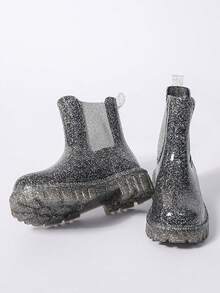 Sweet Casual Women's Mid-Calf Rain Boots, Thick Sole Outdoor Water Shoes, Elevated Boots