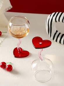 1个创意高端心形高脚杯，奢华玻璃器皿，独特的情人节礼物，心形底部饮料杯 - 彩色 - 查看 10