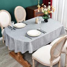 Farmhouse Oval Hemstitch Border Tablecloth Neutral Faux Linen Table Cloth Rustic Solid Grey Table Cover For Dining Kitchen Party Holiday Home 60x84 Inch - Grey - View 3