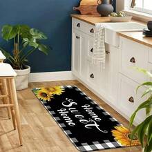 1/2/3pcs Set Kitchen Carpet | Anti-Slip, Soft, Comfortable, Easy To Clean Polyester Carpet For Home Decoration, Suitable For Sink, Bedroom, Living Room, Kitchen, And Bathroom, Machine Washable, Plaid And Floral Pattern, Rectangular Shape, Bonded Pile - 17x24+17x47吋(2件) - 查看 8