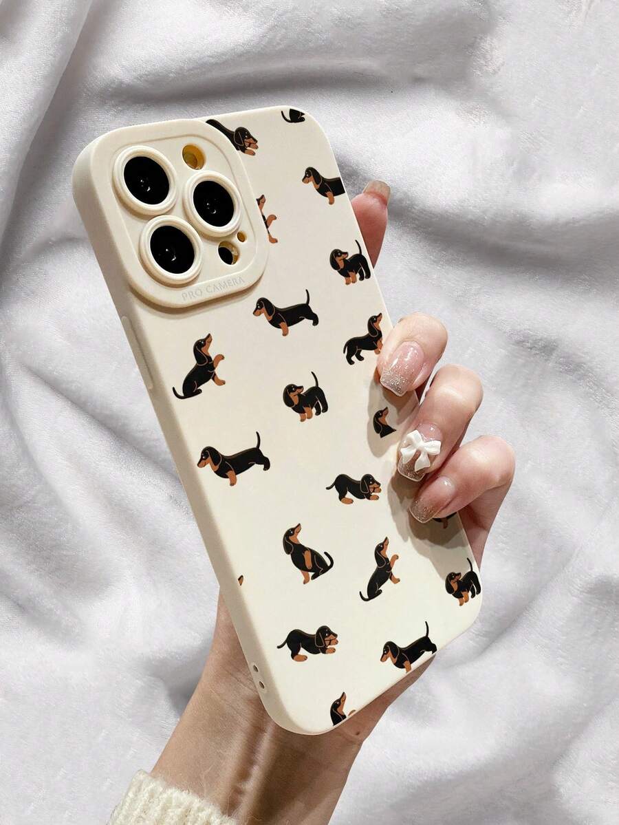 Dachshund Pattern Liquid Silicone Phone Case, Full Body Protection, Shock-Proof And Drop-Proof, TPU Soft Rubber Material, Compatible With IPhone - Multicolor - View 1