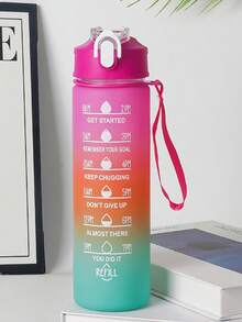 1个750毫升/26盎司户外渐变吸管水瓶，带挂绳，翻盖防漏，适合运动、骑行、节日和生日礼物 - 彩色 - 查看 13