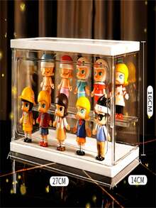 マグネット式 コレクションケース 1個 アクリルケース カバー付き 透明 クリア ディスプレイボックス フィギュアケース 収納ボックス 大容量 防塵 扉付き マグネット式 コレクションボックス 仕切り板 取り外し可能 積み重ね可能 フィギュア - ホワイト - チェックする 1