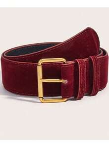 1pc Wine Red Fluffy Retro Personalized Casual PU Leather Women Waist Belt, Suitable For Jeans, Coats, Dresses, Skirts Fall, Autumn, Halloween - Burgundy - View 13