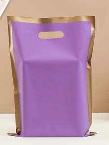 50pcs Thick Gift Bags With Handles, Plastic Party Candy Bags With Gold Trim, Suitable For Various Holiday Parties - Multicolor - View 10