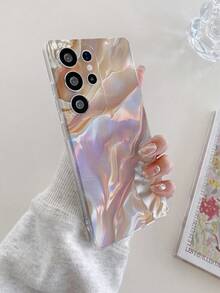 1pc 2D Printed Seashell Pearlescent Asymmetrical Wave Colorful Pattern Transparent Soft TPU Shockproof Anti-Scratch Anti-Fingerprint Phone Case, Camera Lens Protection Compatible With Apple, Nothing, Pixel, INFINIX, Redmi - Multicolor - View 5