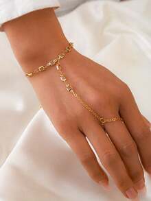 1pc Fashionable Handmade Faux Pearl Finger Chain Bracelet, Versatile For Daily Wear And Party - Multicolor - View 12