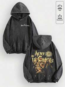 Unisex Y2K "Alice In Chains - Misfit Rock Band" Graphic Cotton Hoodie, Retro Casual Fashionable Daily Soft Warm Hoodies For Streetwear & Grunge Music Enthusiasts 010-AB2026 - 黑色 - 查看 1