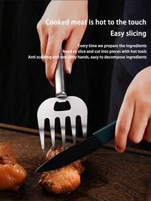 1/2pcs Multi-Functional Bear Claw Meat Shredder, Meat Ripper, Vegetable Slicer, Heat Resistant Gripper, Bottle Opener, Stainless Steel Kitchen Cooking Utensil, Non-Slip Meat Cutting, Protects Hands, Kitchen Tool - Silver - View 5