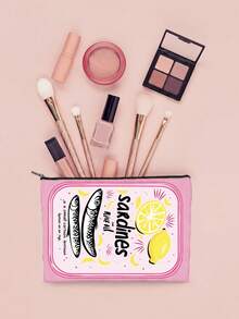 沙丁鱼图案女士化妆包和洗漱包，多功能小物件收纳袋，带衬里和拉链设计，便携式手提包，适合户外、家居收纳、旅行必备品收纳，可用作零钱包、化妆包、铅笔盒、糖果袋，适合日常通勤、度假、商务、健身、户外活动，并可作为生日、圣诞节、新年、情人节、万圣节、母亲节、父亲节、护士节等节日的礼物。